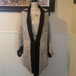 Handmade crochet long sweater with hood